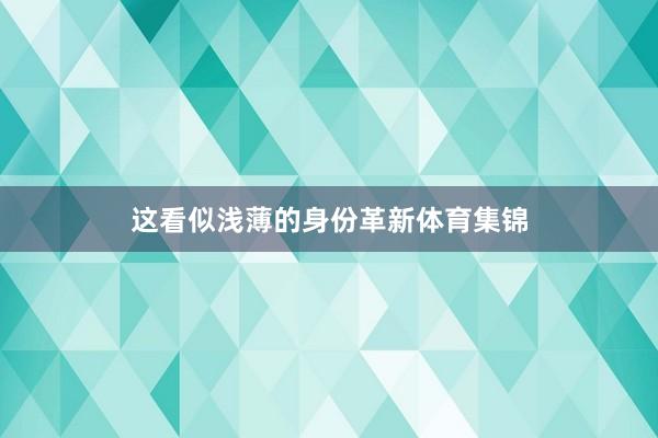 这看似浅薄的身份革新体育集锦