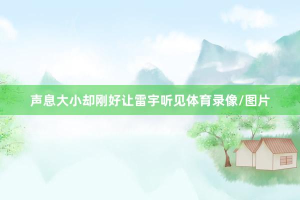 声息大小却刚好让雷宇听见体育录像/图片