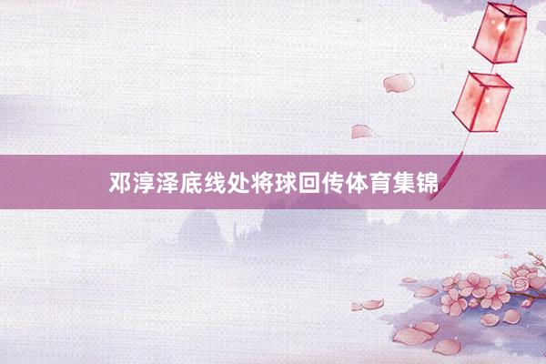 邓淳泽底线处将球回传体育集锦