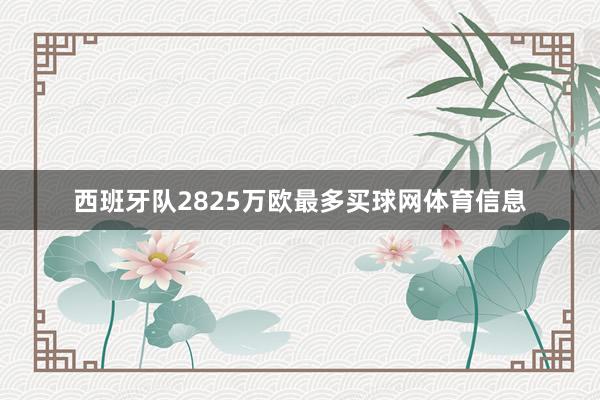 西班牙队2825万欧最多买球网体育信息