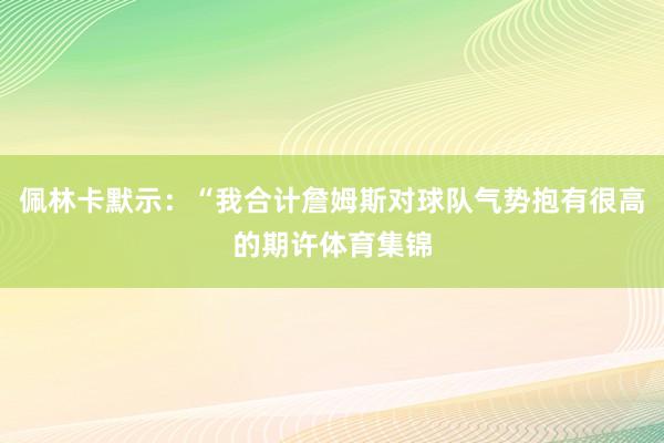 佩林卡默示：“我合计詹姆斯对球队气势抱有很高的期许体育集锦