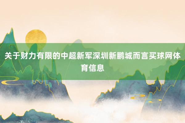 关于财力有限的中超新军深圳新鹏城而言买球网体育信息