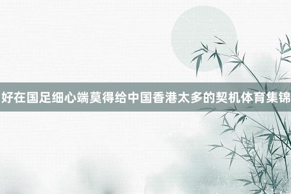 好在国足细心端莫得给中国香港太多的契机体育集锦