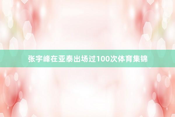 张宇峰在亚泰出场过100次体育集锦