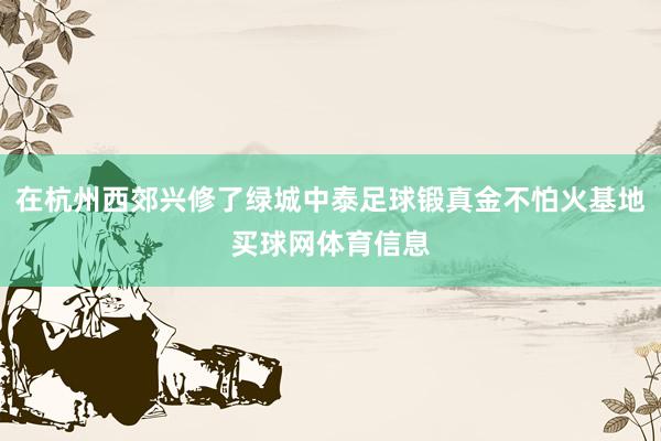 在杭州西郊兴修了绿城中泰足球锻真金不怕火基地买球网体育信息