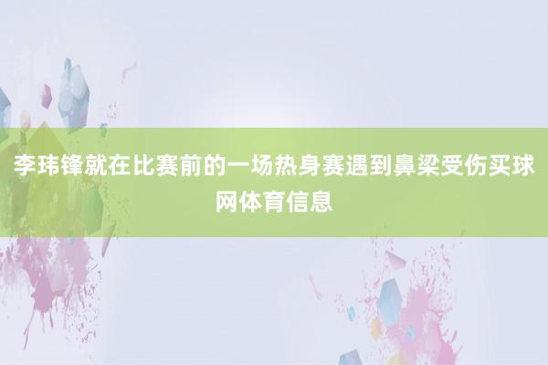 李玮锋就在比赛前的一场热身赛遇到鼻梁受伤买球网体育信息