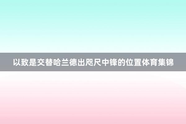 以致是交替哈兰德出咫尺中锋的位置体育集锦