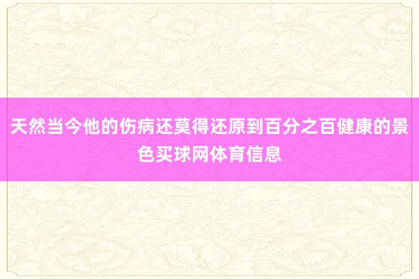 天然当今他的伤病还莫得还原到百分之百健康的景色买球网体育信息